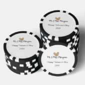 Mr & Mrs name happy Valentine's day gold heart Pokerchips (Stapel)