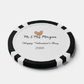 Mr & Mrs name happy Valentine's day gold heart  Pokerchips (Einzeln)