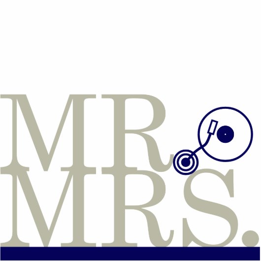 Mr & Mrs Navy & Silver DJ Cake Topper Freistehende Fotoskulptur (Vorne)