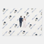 Mr & Mrs. Navy Wedding Wrapping Paper Geschenkpapier Set (Vorderseite)
