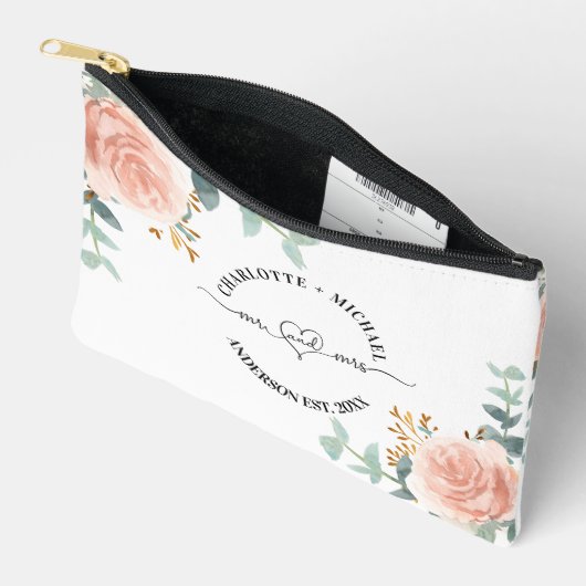 Mr mrs new lyweds Rose goldene Blumengärten Zubehörtasche (Offen)