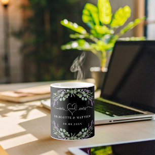 Mr mrs new weds lavender schwarzen Hochzeit Kaffeetasse