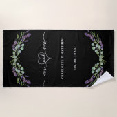 Mr mrs new weds lavender schwarzen Hochzeit Strandtuch (Vorderseite)
