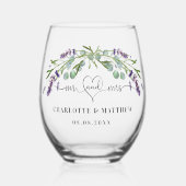 Mr mrs new-weds lavender wedding weinglas ohne stiel (Vorderseite)