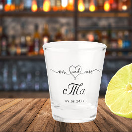 Mr. mrs New Weds Monogramm Hochzeitsfeier Schnapsglas