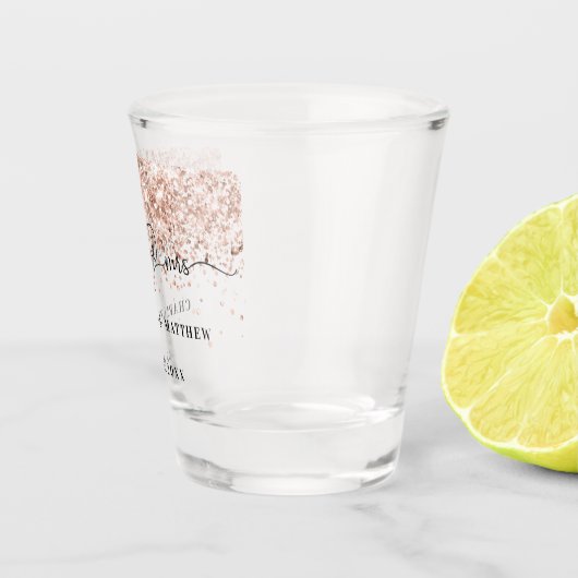 Mr mrs new weds Rose gold Glitzern Hochzeit Schnapsglas (Rechts)