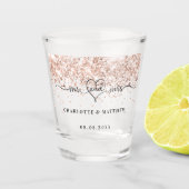 Mr mrs new weds Rose gold Glitzern Hochzeit Schnapsglas (Vorderseite)