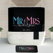 Mr & Mrs. Newlywed Couple Wedding Anniversary Blac Badematte