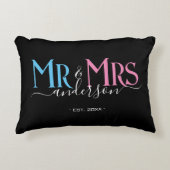 Mr & Mrs. Newlywed Couple Wedding Anniversary Blac Dekokissen (Vorderseite)