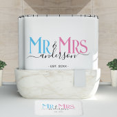Mr & Mrs. Newlywed Couple Wedding Anniversary Whit Badematte