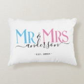 Mr & Mrs. Newlywed Couple Wedding Anniversary Whit Dekokissen (Vorderseite)