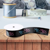 Mr & Mrs Newlywed Couple Wedding Gift Wrap Black Satinband