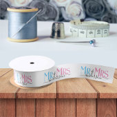 Mr & Mrs Newlywed Couple Wedding Gift Wrap White Satinband