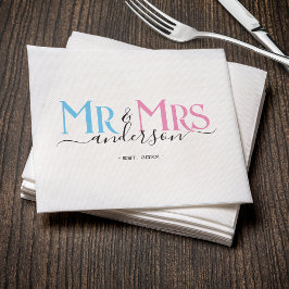 Mr & Mrs Newlywed Wedding Party Bridal Shower Serviette