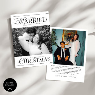 Mr & Mrs Newlyweds Foto Erste Verheiratete Weihnac Feiertagskarte