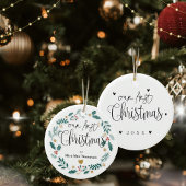 Mr & Mrs. Our First Christmas 2025 Newlywed Wreath Keramik Ornament