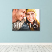 Mr & Mrs Overlay Modern Couple's Foto Keepake Leinwanddruck (Insitu (Holzboden))