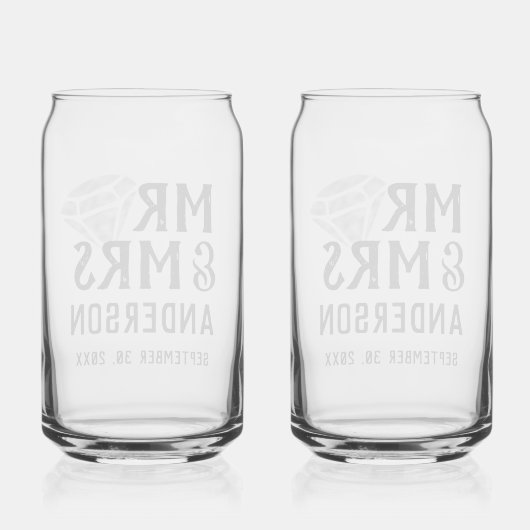 Mr & Mrs. Personalisiert Beer Glass Can Set Dosenglas (Rückseite)
