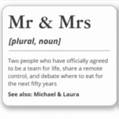 Mr & Mrs. Personalisiert Gastgeschenke Hochzeiten  Aufkleber (Vorderseite)