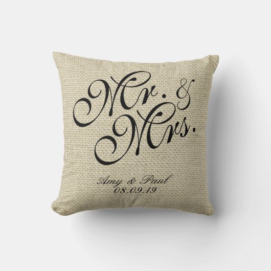 Mr&Mrs. Personalisiert Linen Kissen (Vorderseite)