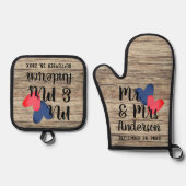 Mr & Mrs Personalisiert Oven Mitt & Pot Holder Set (Vorderseite)