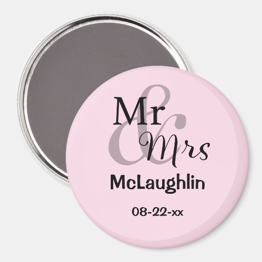 Mr & Mrs Personalisiert Wedding Couple Names Datum Magnet (Vorderseite/Rückseite)