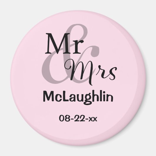Mr & Mrs Personalisiert Wedding Couple Names Datum Magnet (Vorne)