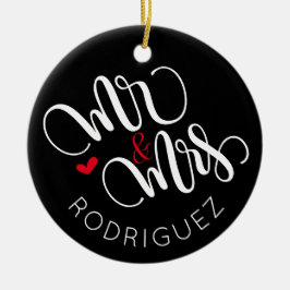 Mr. & Mrs. - Personalisierte Hochzeitsdekoration Keramik Ornament