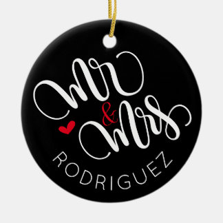 Mr. & Mrs. - Personalisierte Hochzeitsdekoration Keramik Ornament