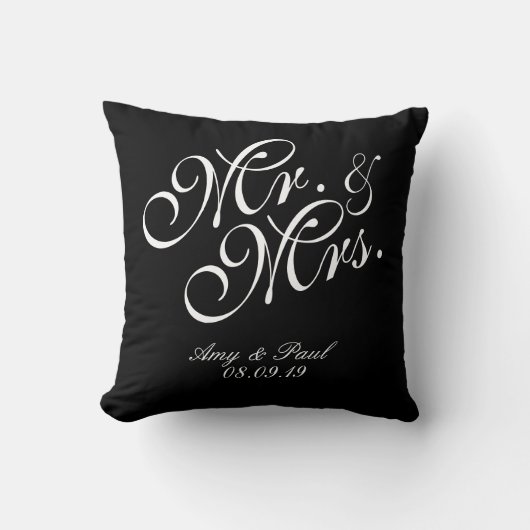 Mr&Mrs.Personalize Black Kissen (Vorderseite)