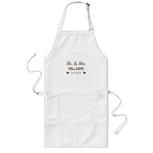 Mr. & Mrs. Personalized Couple Apron Lange Schürze (Vorne)