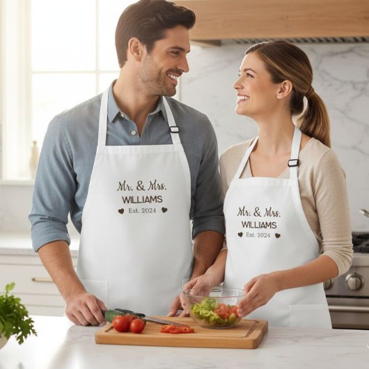 Mr. & Mrs. Personalized Couple Apron Lange Schürze