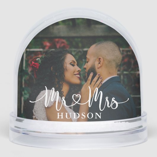 Mr & Mrs Personalized Wedding Photo Schneekugeln (Vorderseite)