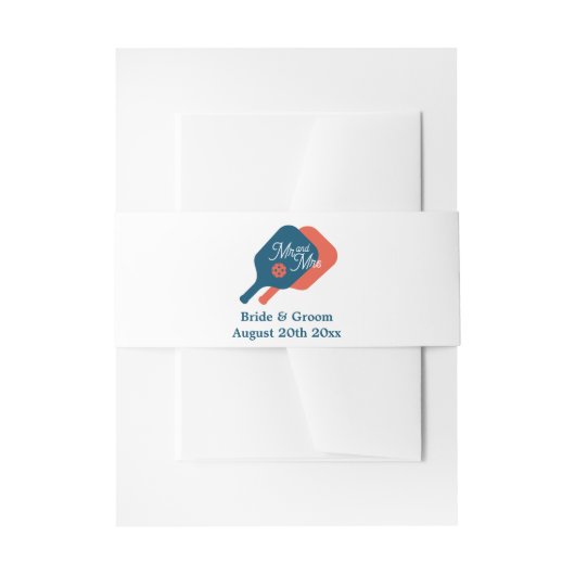 Mr & Mrs. pickleball Hochzeitseinladung Bauchband Einladungsbanderole (Vorderseite Beispiel)