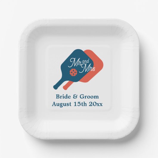 Mr & Mrs Pickleball themed wedding Teller (Vorderseite)