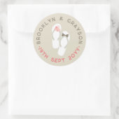 Mr & Mrs Pink Blume Flip Flops Beach Wedding Runder Aufkleber (Tasche)