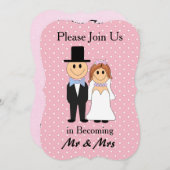 Mr & Mrs. Pink Bride and Groom Wedding Einladungen (Vorne/Hinten)