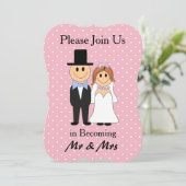 Mr & Mrs. Pink Bride and Groom Wedding Einladungen (Stehend Vorderseite)