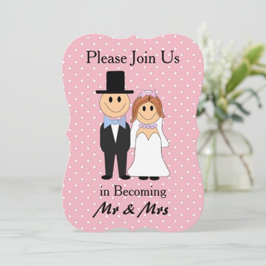 Mr & Mrs. Pink Bride and Groom Wedding Einladungen (Stehend Vorderseite)