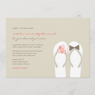 Mr & Mrs Pink Flip Flops Beach Hochzeit Einladung