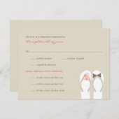 Mr & Mrs Pink Flip Flops Beach Wedding RSVP Card (Vorne/Hinten)
