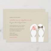 Mr & Mrs Pink Flip Flops Niedlich Beach Wedding Ei Einladung (Vorne/Hinten)