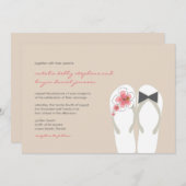 Mr & Mrs Pink Hibiskus Flip Flops Beach Wedding Einladung (Vorne/Hinten)