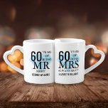 Mr Mrs Right Fun Diamond 60th Anniversary Liebestassen<br><div class="desc">Customise the names and dates to create a fun and unique gift to celebrate a 60th diamond wedding anniversary. Designed by Pure Piglet© at www.zazzle.com/purepiglet*.</div>