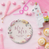 Mr & Mrs Romantic garden Aquarellblume Hochzeit Pappteller (Party)