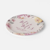 Mr & Mrs Romantic garden Aquarellblume Hochzeit Pappteller (Schrägansicht)