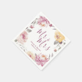 Mr & Mrs Romantic garden Aquarellblume Hochzeit Serviette (Ecke)