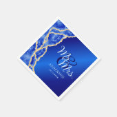 Mr & Mrs Royal Blue and Gold Agate Elegant Wedding Serviette (Ecke)