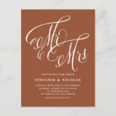 Mr & Mrs Rustic Script Terracotta QR Code Wedding Einladungspostkarte (Vorderseite)