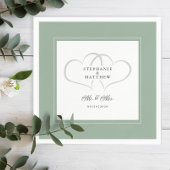 Mr & Mrs Sage Green Elegant Wedding Chic Hearts Serviette